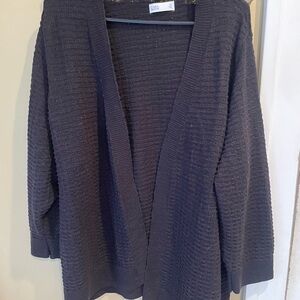 Croft & Barrow Black Textured Open-Front Cardigan